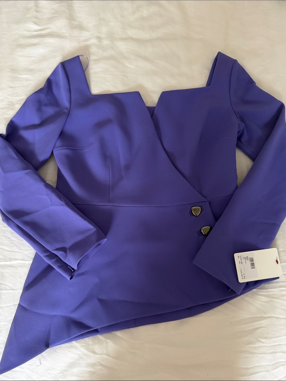 SAFIYAA Asymmetrical Purple Long-Sleeve Wrap Dress